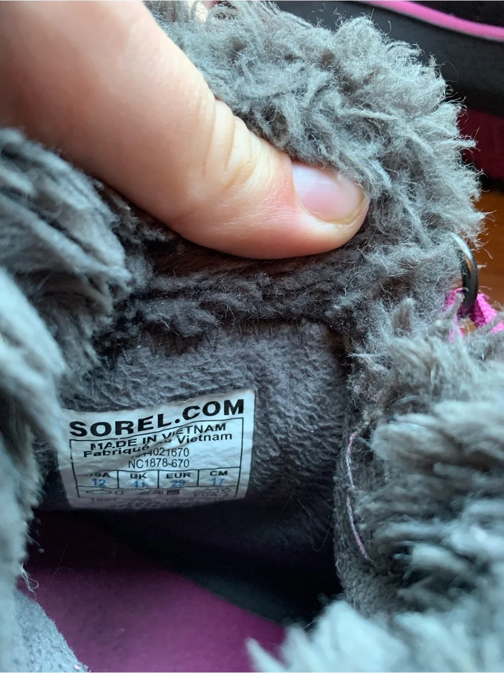 Sorel Kids Purple Glitter Snow Boots Faux Fur Collar Girl Size 12 Winter Boots